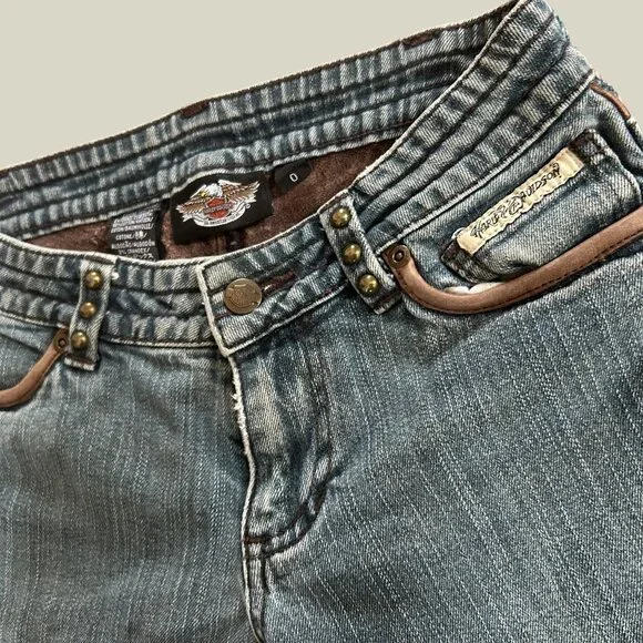 vintage Harley Davidson one of a kind low rise bootcut jeans (0) - Picture 8 of 8